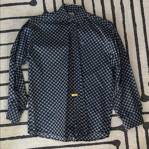Cinch Geometric Pattern Shirt - Black and Blue